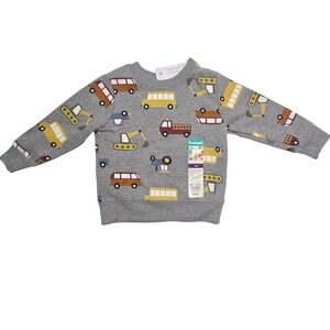 Garanimals Baby Boys 12M Construction Vehicle Fleece Sweatshirt Grey GNBF2347211